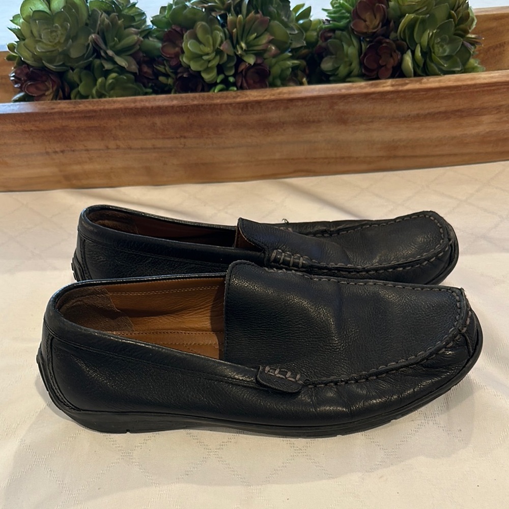 GEOX Men's Black Leather Loafers driving shoes men’s‎ size 11